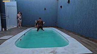 HE ASKED ME TO TAKE A BATH IN THE POOL BUT HE WANTED TO FUCK AND MAKE A VIDEO - porn video