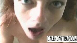 Skinny redhead gives a POV blowjob to a big cock - porn video