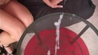amy brooke eats cum off a glass coffee table - porn video