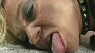 Mature bdsm slave bitch licking the floor - porn video