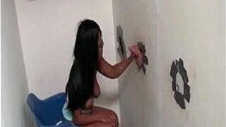 Black Babe Sucks Gloryhole White Cock - porn video