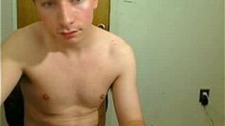 horny teen boy gets naughty and shoots a huge cumshot to his face - porn video